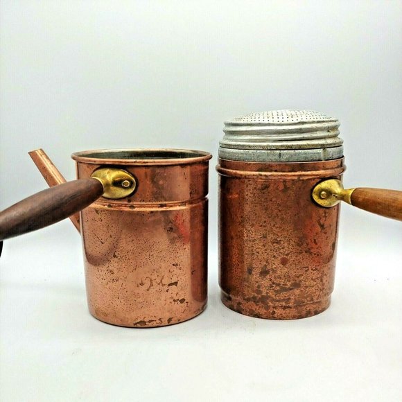 Vintage European Mid Century Copper Flip Expresso Coffee Maker Pot - Picture 2 of 8